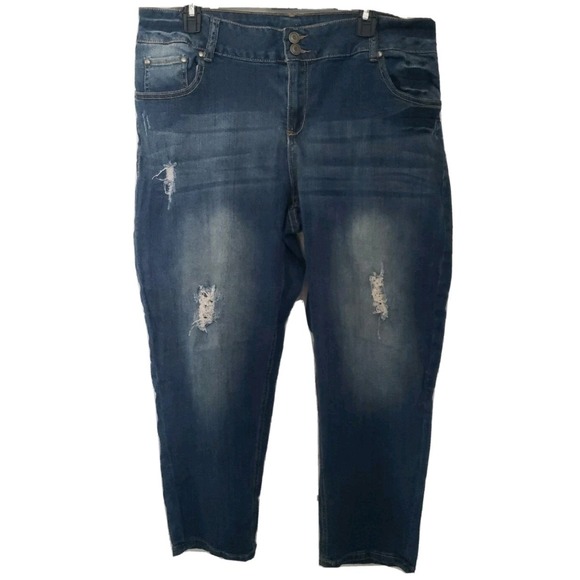Lane Bryant Denim - Lane Bryant Plus Size 18 Blue Denim‎ Jeans Straight Inseam 26" Distressed